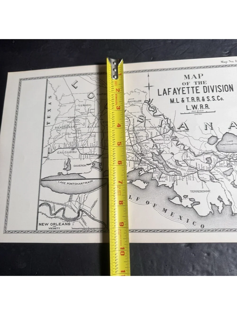 Vtg Southern Pacific Railroad Map 17 & 18 Victoria Lafayette Division Locomotive
